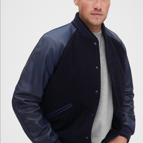 Gap Leather Wool Varsity Jacket - Picture 1 of 14
